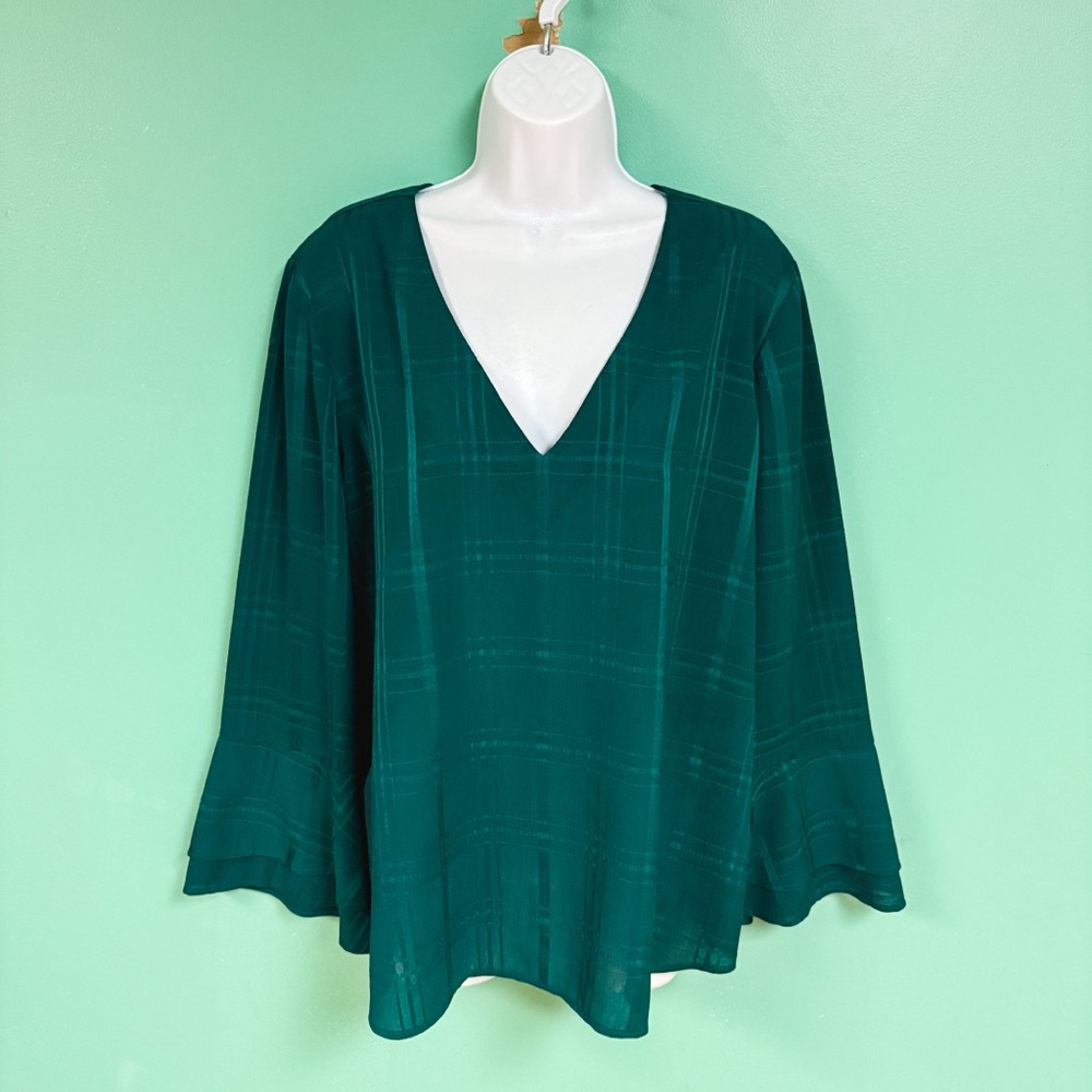 41 Hawthorn Green Teal Ainsley Textured Bell Sleeve Blouse Womens Size XXL - Picture 2 of 9